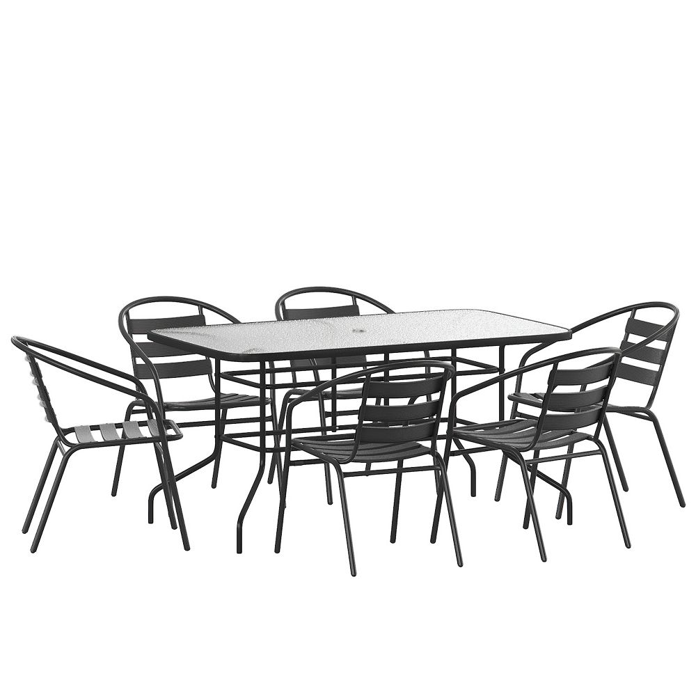 Emma and Oliver 7 Piece Patio Table & Chairs Set with 31.5