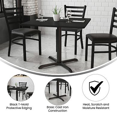 Emma and Oliver 36" Square Black Laminate Table Top with 30"x30" Table Height Base