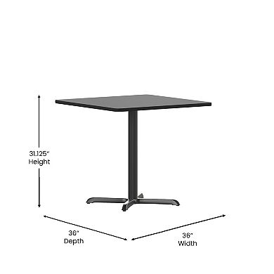 Emma and Oliver 36" Square Black Laminate Table Top with 30"x30" Table Height Base