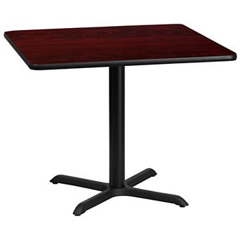 Emma and Oliver 36" Square Mahogany Laminate Table Top with 30"x30" Base