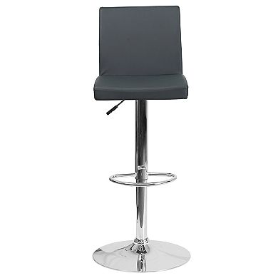 Emma and Oliver Black Vinyl Adjustable Height Panel Back Barstool