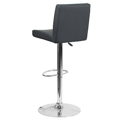 Emma and Oliver Black Vinyl Adjustable Height Panel Back Barstool