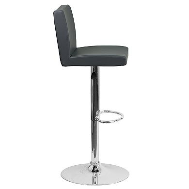 Emma and Oliver Black Vinyl Adjustable Height Panel Back Barstool