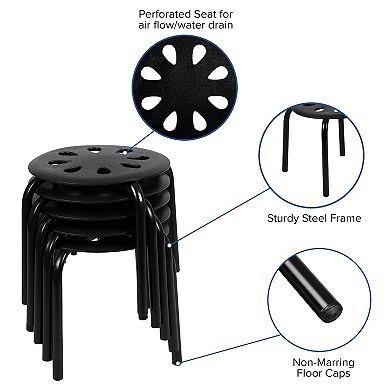 Emma and Oliver Plastic Nesting Stack Stools-Classroom/Home, 11.5"Height, Assorted Colors (5 Pack)