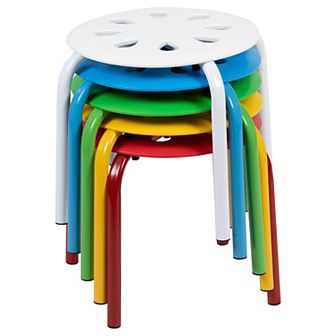 Emma and Oliver Plastic Nesting Stack Stools-Classroom/Home, 11.5"Height, Assorted Colors (5 Pack)