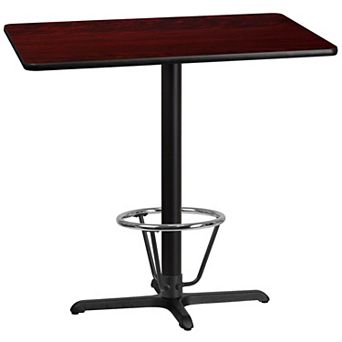 Emma and Oliver 30"x42" Black Laminate Bar Table Top-23.5"x29.5" Base/Foot Ring