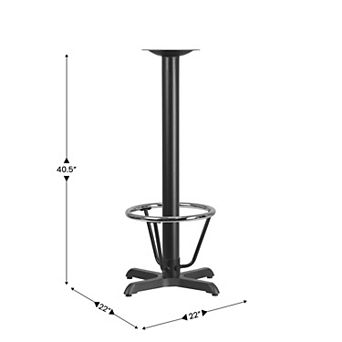 Emma and Oliver 22" x 22" Restaurant Table X-Base with 3" Dia. Bar Height Column & Foot Ring