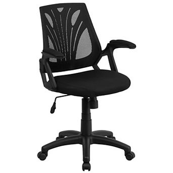 Emma and Oliver Mid-Back Designer Black Mesh Swivel Task Office Chair with Open Arms