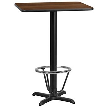 Emma and Oliver 24"x30" Black Laminate Bar Table Top-22"x22" Base/Foot Ring