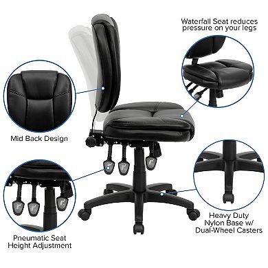 Emma and Oliver Mid-Back Black LeatherSoft Pillow Top Ergonomic Task Office Chair