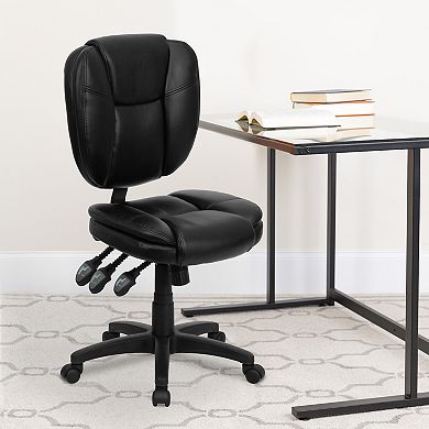Emma and Oliver Mid-Back Black LeatherSoft Pillow Top Ergonomic Task Office Chair
