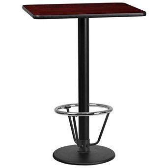 Emma and Oliver 24"x30" Black Laminate Bar Table Top-18"RD Base/Foot Ring