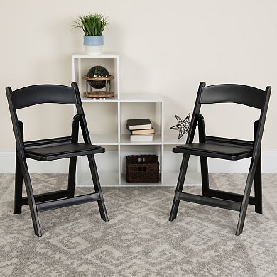 Emma and Oliver Folding Chair - Black Resin 2 Pack 1000LB Weight Capacity Event Chair