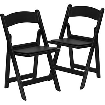 Emma and Oliver Folding Chair - Black Resin 2 Pack 1000LB Weight Capacity Event Chair