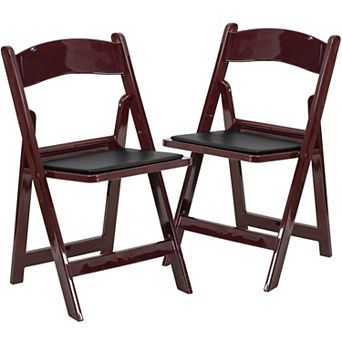 Emma and Oliver Folding Chair - Black Resin 2 Pack 1000LB Weight Capacity Event Chair