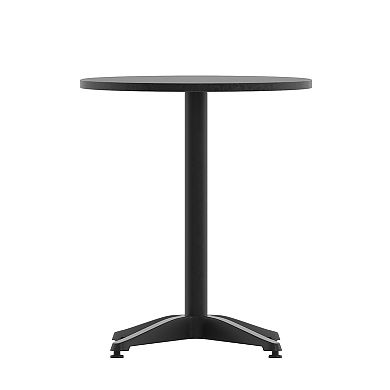 Emma and Oliver 23.5" Round Aluminum Table Set with 2 Slat Back Chairs