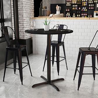 Emma and Oliver 36"RD Natural Laminate Bar Table Top-30"x30" Base