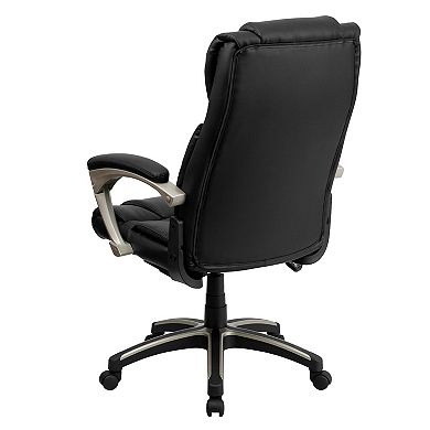 Emma and Oliver High Back Folding Black LeatherSoft Executive Swivel Office Chair with Arms
