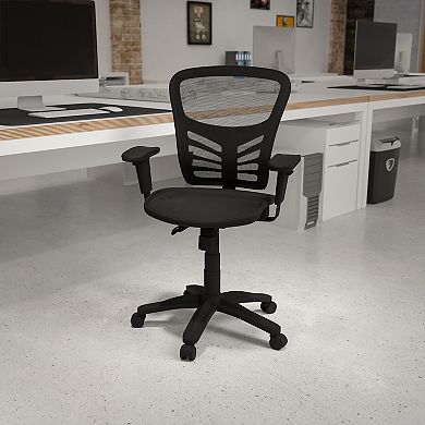 Emma and Oliver Mid-Back Transparent Black Mesh Multifunction Ergonomic Office Chair - Arms