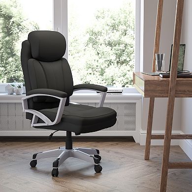 Emma and Oliver 500 lb. Big & Tall Black LeatherSoft Executive Swivel Ergonomic Office Chair