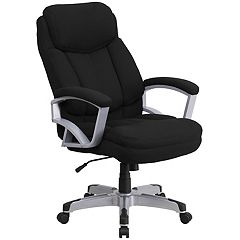 Emma and Oliver 24/7 500 lb. Big & Tall Black LeatherSoft Ergonomic Office  Chair with Loop Arms