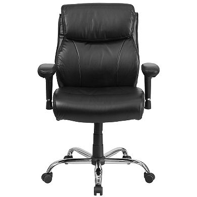Emma and Oliver 400 lb. Big & Tall Mid-Back Black Stitch LeatherSoft Arm Ergonomic Office Chair