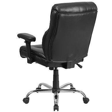 Emma and Oliver 400 lb. Big & Tall Mid-Back Black Stitch LeatherSoft Arm Ergonomic Office Chair