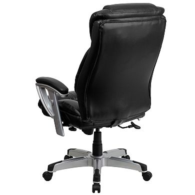 Emma and Oliver 400 lb. Big&Tall High Back Black LeatherSoft Ergonomic Office Chair, Silver Arms