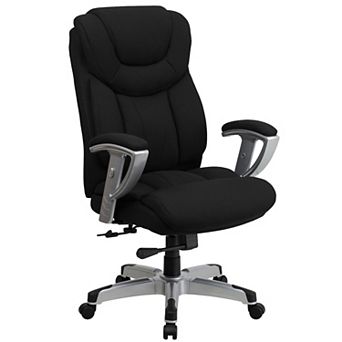 Emma and Oliver 400 lb. Big & Tall High Back Black Fabric Ergonomic Office Chair-Silver Arms