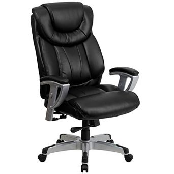 Emma and Oliver 400 lb. Big & Tall High Back Black Fabric Ergonomic Office Chair-Silver Arms
