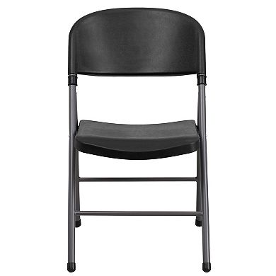 Emma and Oliver 6 Pack 330 lb. Capacity Black Plastic Folding Chair - Charcoal Frame - Event Chair