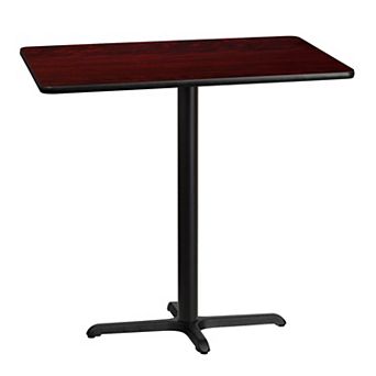 Emma and Oliver 30"x42" Walnut Laminate Bar Table Top-23.5"x29.5" Base