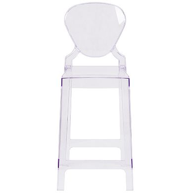 Emma and Oliver Ghost Counter Stool with Tear Back in Transparent Crystal