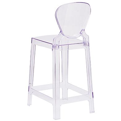 Emma and Oliver Ghost Counter Stool with Tear Back in Transparent Crystal