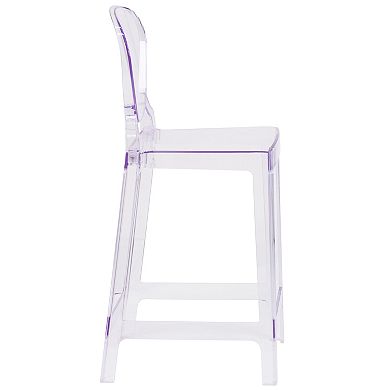 Emma and Oliver Ghost Counter Stool with Tear Back in Transparent Crystal