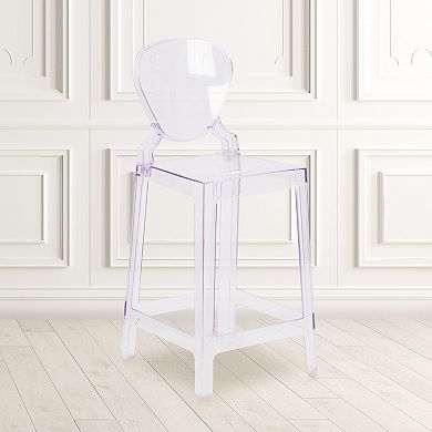 Emma and Oliver Ghost Counter Stool with Tear Back in Transparent Crystal