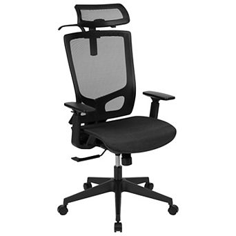 Emma and Oliver Ergonomic Gray/Black Mesh Office Chair-Synchro, Pivot Headrest, Adjustable Arms