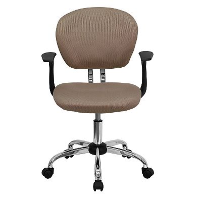 Emma and Oliver Mid-Back Coffee Brown Mesh Padded Swivel Task Office Chair with Arms
