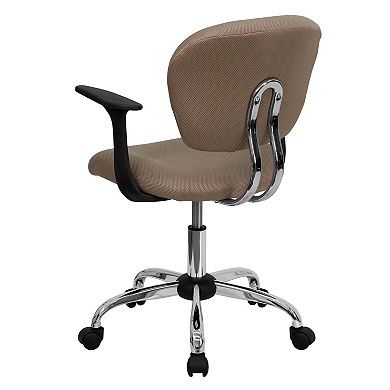 Emma and Oliver Mid-Back Coffee Brown Mesh Padded Swivel Task Office Chair with Arms