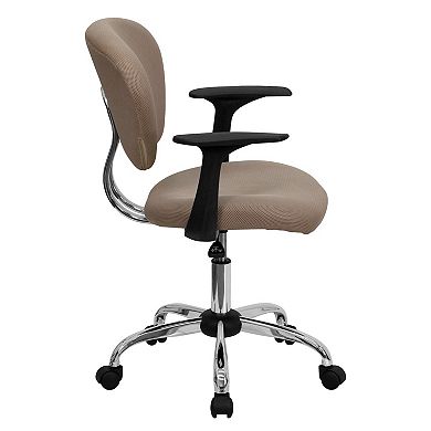 Emma and Oliver Mid-Back Coffee Brown Mesh Padded Swivel Task Office Chair with Arms
