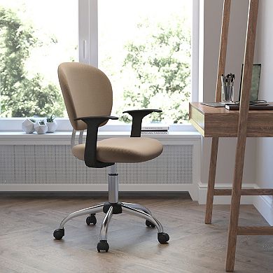 Emma and Oliver Mid-Back Coffee Brown Mesh Padded Swivel Task Office Chair with Arms