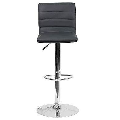 Emma and Oliver Modern Vinyl Adjustable Height Barstool with Horizontal Stitch Back, Set of 2