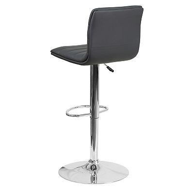 Emma and Oliver Modern Vinyl Adjustable Height Barstool with Horizontal Stitch Back, Set of 2