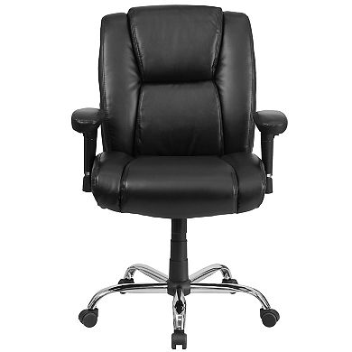 Emma and Oliver 400 lb. Big & Tall Black LeatherSoft Task Adjustable Arm Ergonomic Office Chair