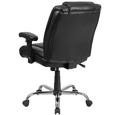 Emma and Oliver 400 lb. Big & Tall Black LeatherSoft Task Adjustable Arm Ergonomic Office Chair