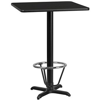 Emma and Oliver 30" Square Natural Laminate Bar Table Top-22"x22" Base/Foot Ring