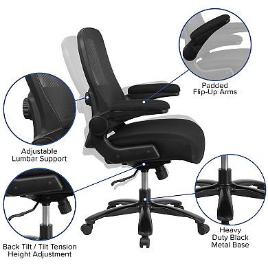 Emma and Oliver Big & Tall Black Mesh Executive Swivel Office Chair with Lumbar and Back Support