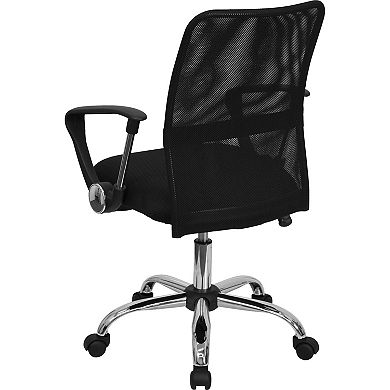 Emma and Oliver Mid-Back Black Mesh Swivel Task Office Chair with Lumbar Support Band
