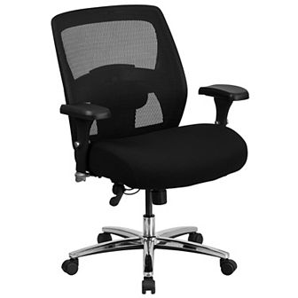 Emma and Oliver 24/7 500 lb. Big & Tall Black Mesh Ratchet Back Swivel Ergonomic Office Chair