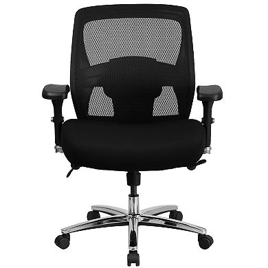 Emma and Oliver 24/7 500 lb. Big & Tall Black Mesh Ratchet Back Swivel Ergonomic Office Chair